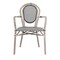 Merrick Lane Mael Set of Four Stacking Thonet Bistro Style Chair with Arms, Textilene Seat, and Bamboo Finished Metal Frame for Indoor/Outdoor Use